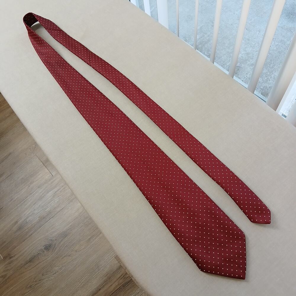 Wembley Vintage Red Polka Dot Necktie 1970s white polyester silk satin WEMCO - Picture 2 of 6